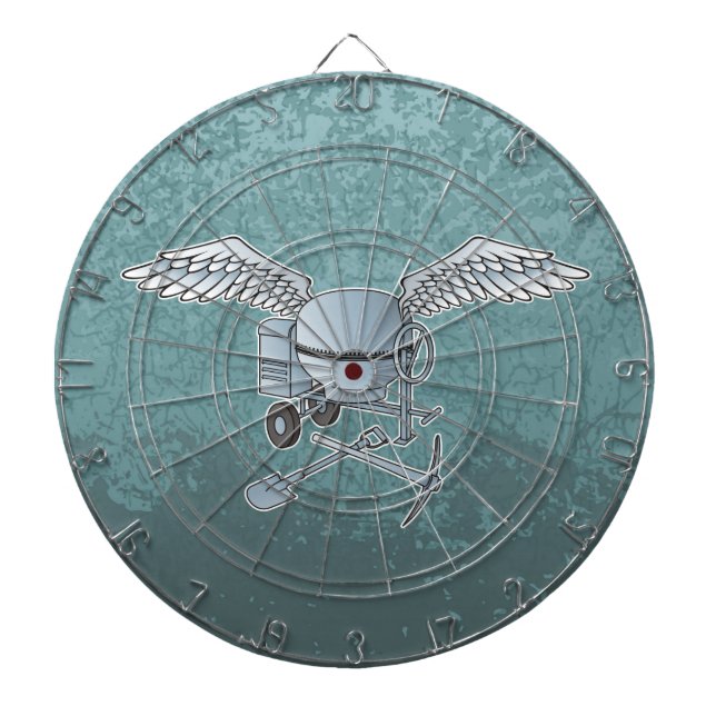 Concrete mixer blue-grey dartboard (Front)