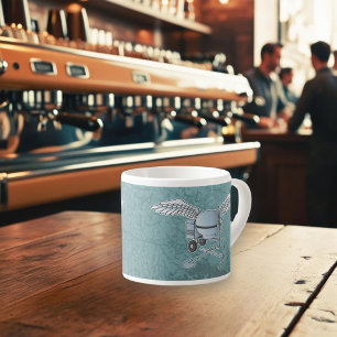 Concrete mixer blue-grey espresso cup