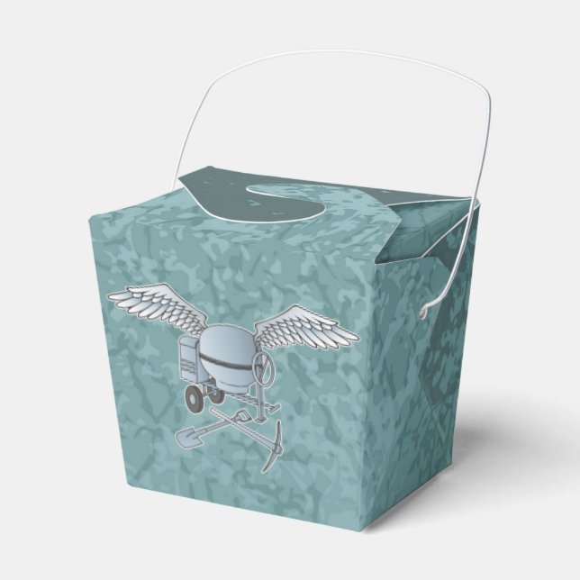 Concrete mixer blue-grey favor box (Front Side)