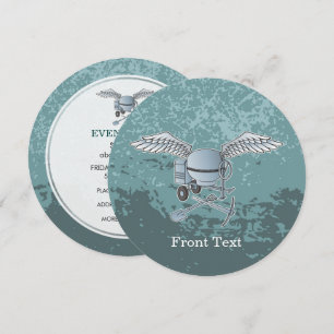 Concrete mixer blue-grey invitation