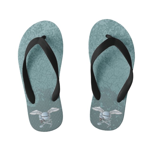 Concrete mixer blue-grey kid's flip flops (Footbed)