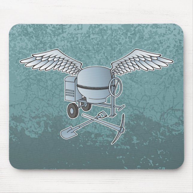 Concrete mixer blue-grey mouse pad (Front)
