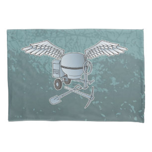 Concrete mixer blue-grey pillowcase