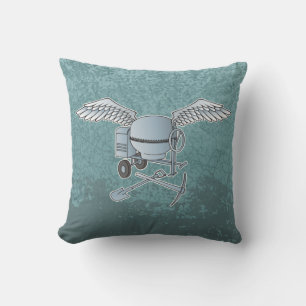 Concrete mixer blue-grey throw pillow