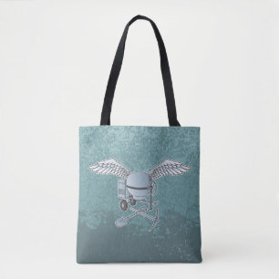 Concrete mixer blue-grey tote bag