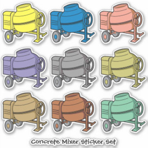 Concrete Mixer Contour Sticker Set