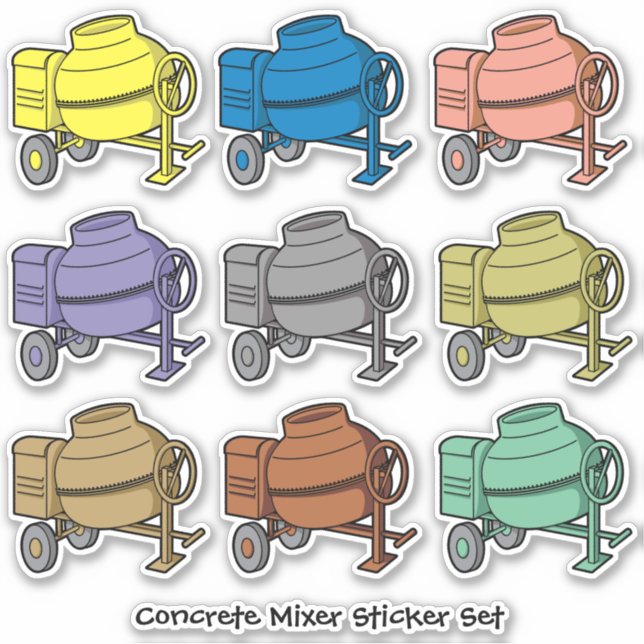 Concrete Mixer Contour Sticker Set (Front)