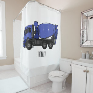Concrete mixing transport truck cartoon