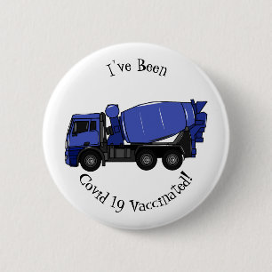 Concrete mixing transport truck cartoon 2 inch round button