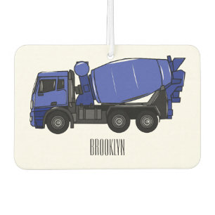 Concrete mixing transport truck cartoon air freshener