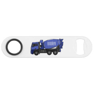 Concrete mixing transport truck cartoon bar key