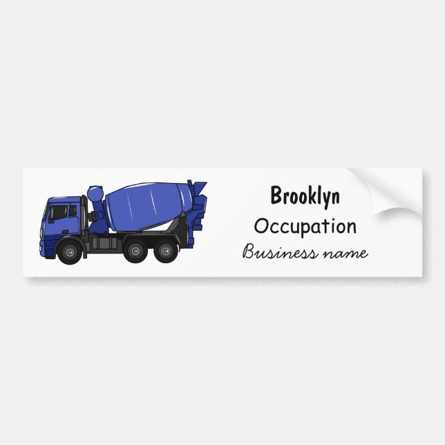 Concrete mixing transport truck cartoon bumper sticker (Front)
