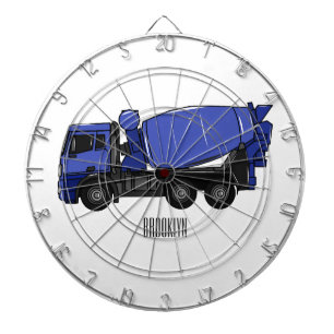 Concrete mixing transport truck cartoon dartboard