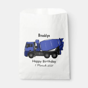 Concrete mixing transport truck cartoon favour bag