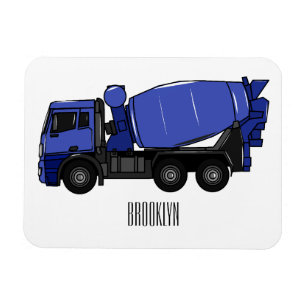 Concrete mixing transport truck cartoon magnet