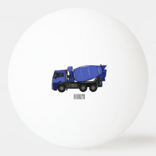 Concrete mixing transport truck cartoon ping pong ball