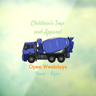 Concrete mixing transport truck cartoon window cling