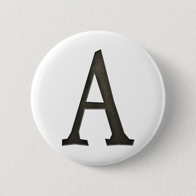 Concrete Monogram Letter A 2 Inch Round Button (Front)