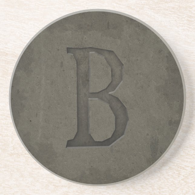 Concrete Monogram Letter B Coaster (Front)