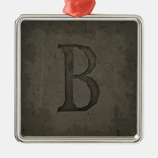 Concrete Monogram Letter B Metal Ornament (Front)