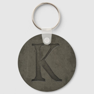 Concrete Monogram Letter K Keychain