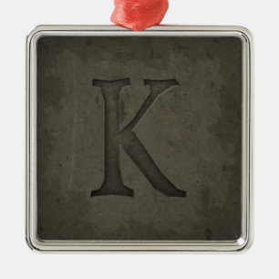 Concrete Monogram Letter K Metal Ornament