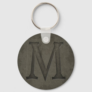 Concrete Monogram Letter M Keychain