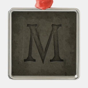 Concrete Monogram Letter M Metal Ornament