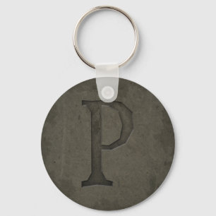 Concrete Monogram Letter P Keychain