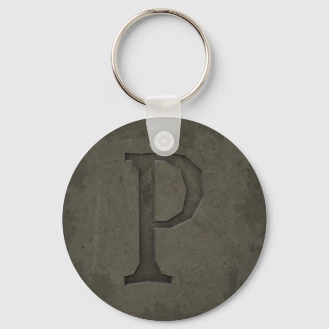 Concrete Monogram Letter P Keychain (Front)