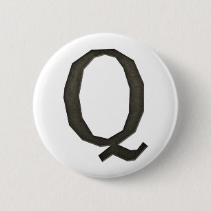 Concrete Monogram Letter Q 2 Inch Round Button