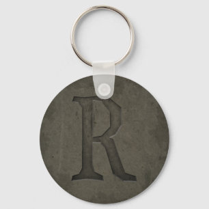 Concrete Monogram Letter R Keychain