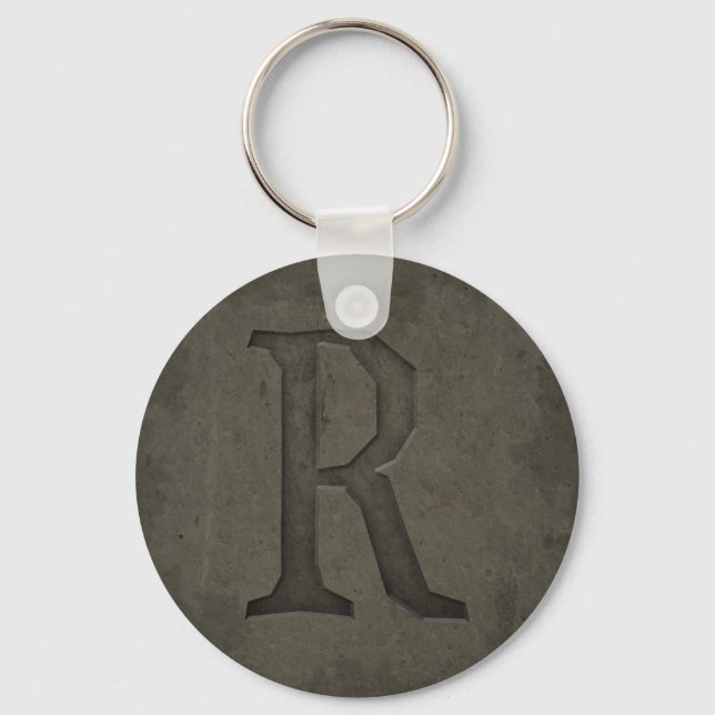 Concrete Monogram Letter R Keychain (Front)