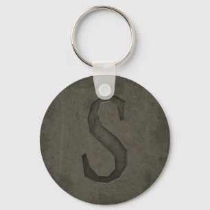 Concrete Monogram Letter S Keychain