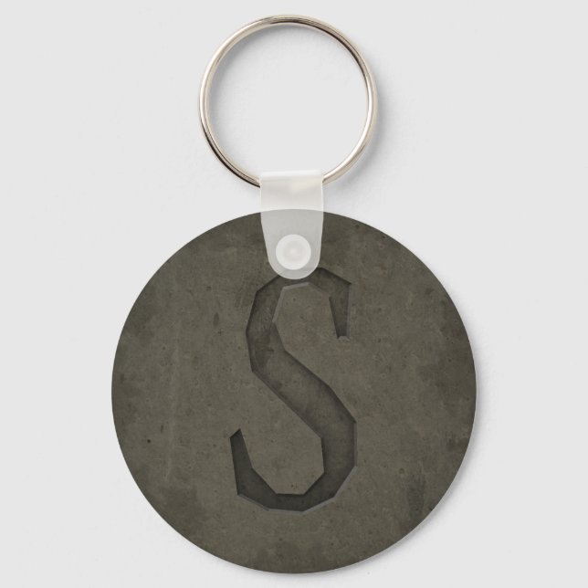 Concrete Monogram Letter S Keychain (Front)