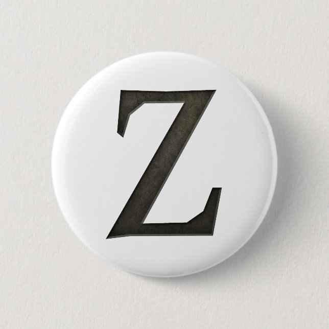 Concrete Monogram Letter Z 2 Inch Round Button (Front)