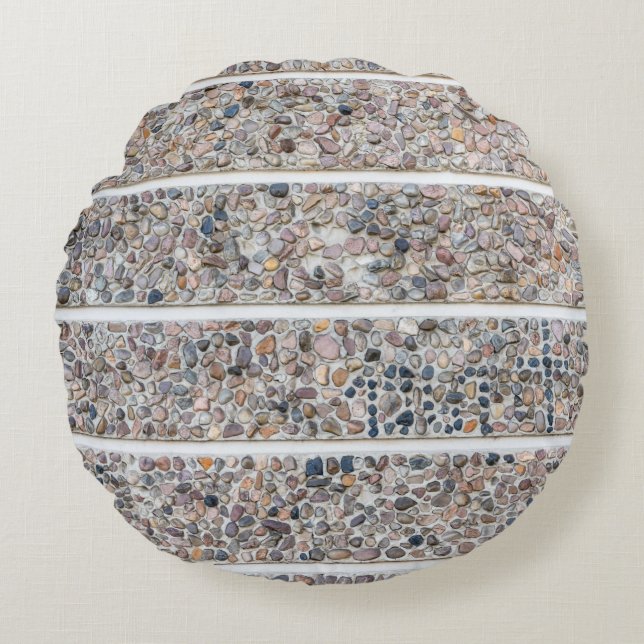Concrete pebbles wall round pillow (Front)
