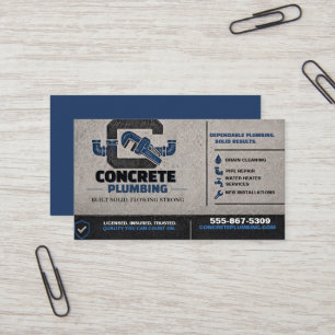 Concrete Plumbing Contractor Business Card Moder