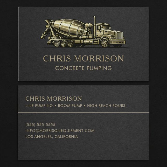 Concrete Pumping Contractor Services Business Card (Creator Uploaded)