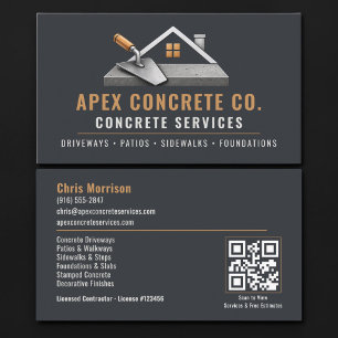 Concrete QR Code Professional Services Business Card