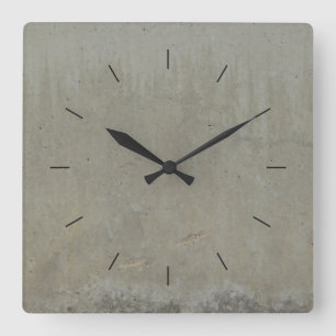 CONCRETE SMOOTH   industrial decor Square Wall Clock