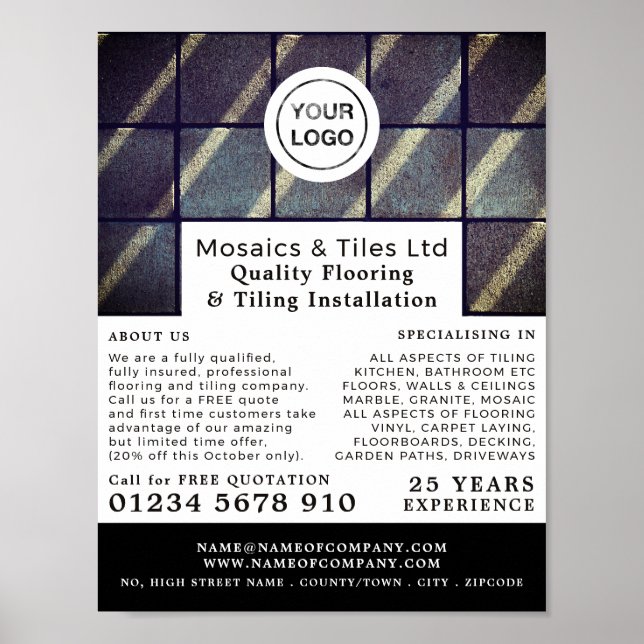 Concrete Tiles, Floorer, Tile Installer Advert Poster (Front)