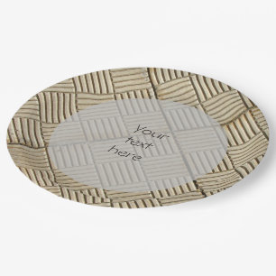 Concrete Tiles Mediterranean Pattern any Text Paper Plate