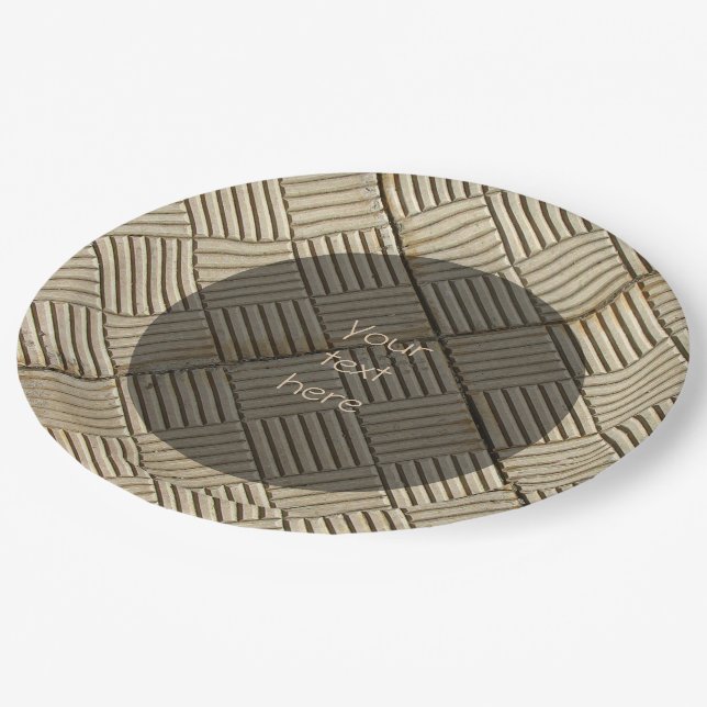 Concrete Tiles Mediterranean Pattern Custom Text Paper Plate (Angled)