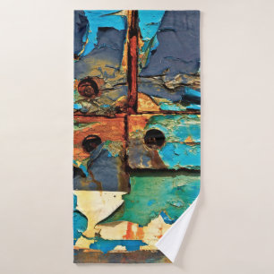 Concrete wall with abstract painting bath towel