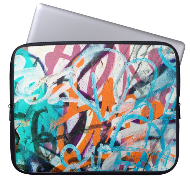 Concrete, weathered, worn wall damaged paint. Grun Laptop Sleeve (Front)