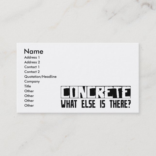 Concrete What Else Is There? Business Card (Front)