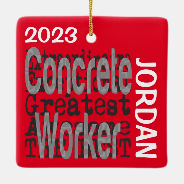 Concrete Worker Extraordinaire CUSTOM Ceramic Ornament (Back)