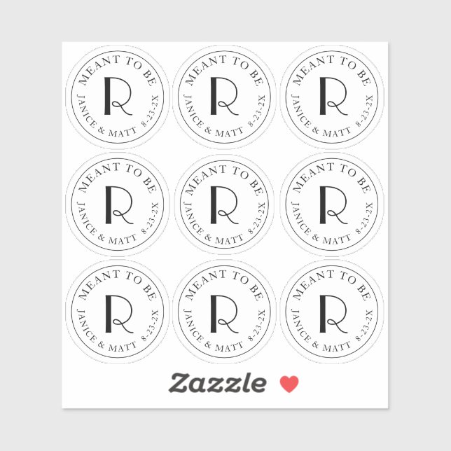 Conçu pour être Étiquette Mini Monogramme avec dat (Feuille)