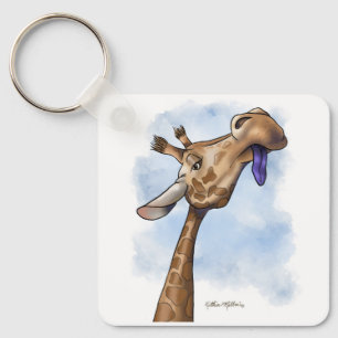 Condescending Giraffe Cartoon Keychain